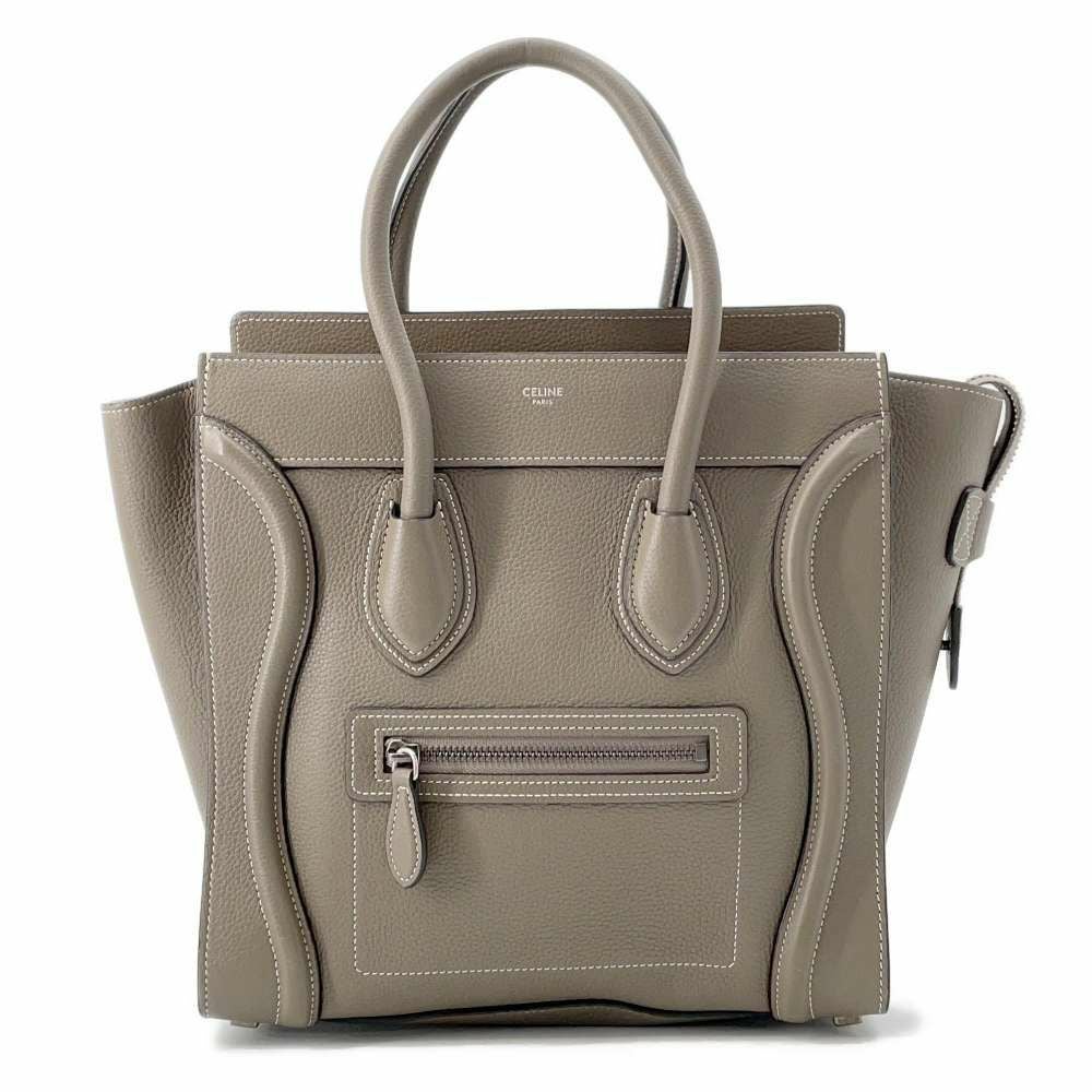 セリーヌ　レザーハンドバッグ CELINE セリーヌ ロゴ ターンロック エンボスレザー トップハンドル