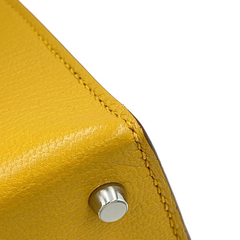 エルメス ハンドバッグ ミニケリー2 ヴェルソ 外縫い ジョーヌアンブル/ローズティリアン/シルバー金具 シェブルシャムキラ U刻印