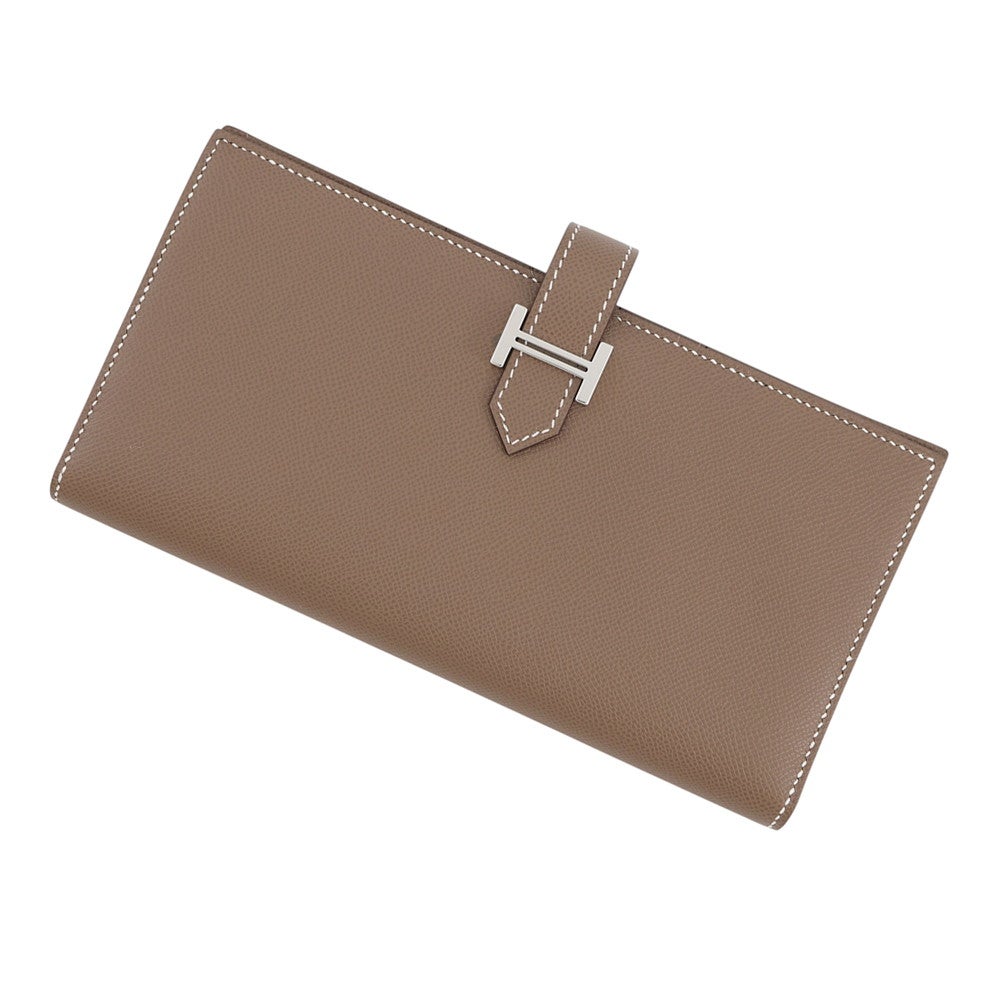 エルメス 長財布 ベアンスフレ マチ有り エトゥープ/シルバー金具