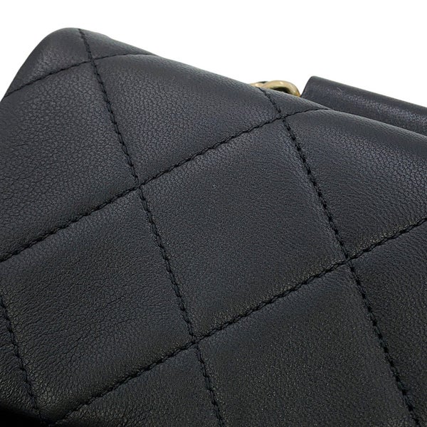 シャネル チェーンショルダーバッグ マトラッセ ココマーク トップハンドル ミニフラップ AS1357 CHANEL 黒