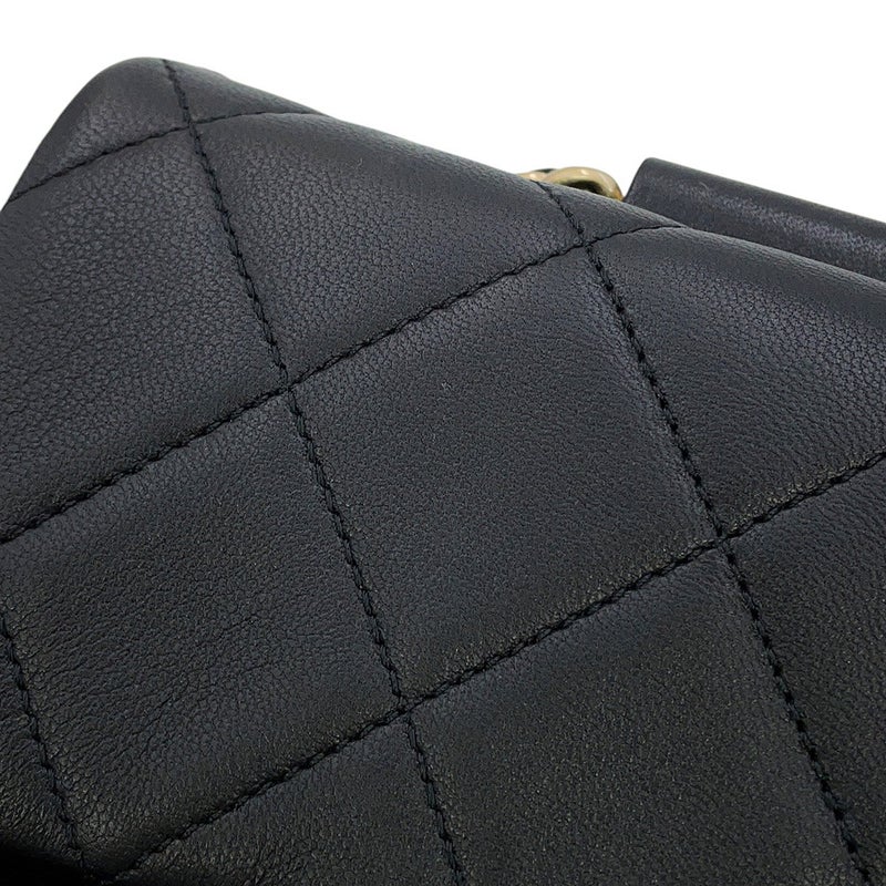 シャネル チェーンショルダーバッグ マトラッセ ココマーク トップハンドル ミニフラップ AS1357 CHANEL 黒