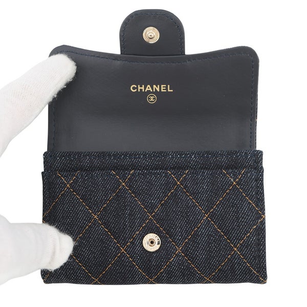 シャネル カードケース マトラッセ クラシックカードケース ココマーク デニム AP0214 CHANEL 名刺入れ