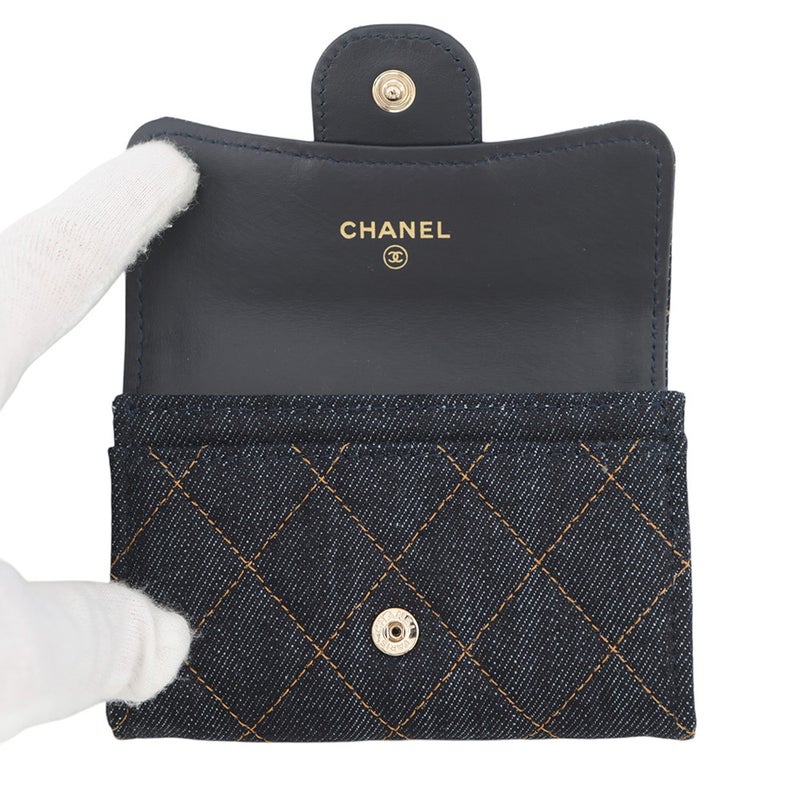シャネル カードケース マトラッセ クラシックカードケース ココマーク デニム AP0214 CHANEL 名刺入れ