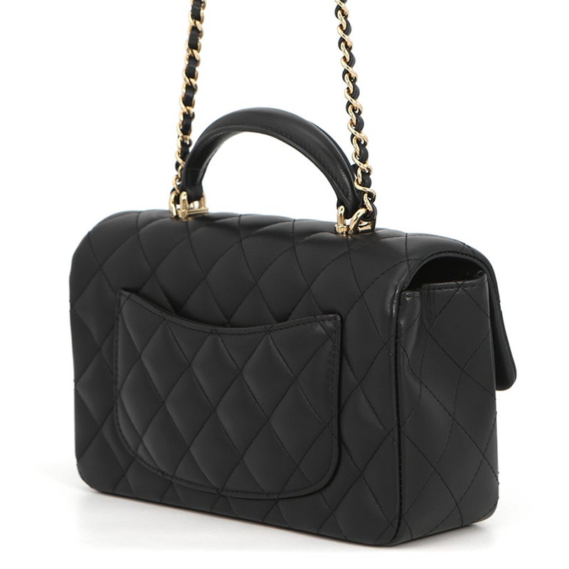 シャネル チェーンショルダーバッグ マトラッセ ココマーク トップハンドル ミニ フラップ ラムスキン AS2431 CHANEL 黒
