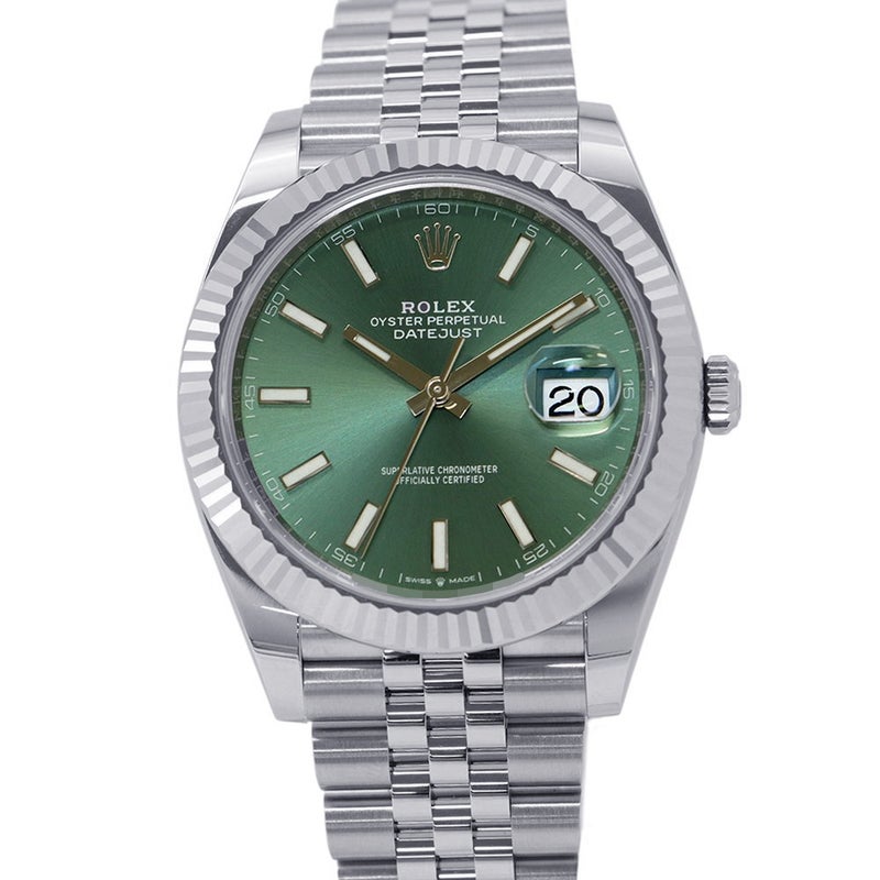 ロレックス デイトジャスト41 SS/K18WG ランダムシリアル ルーレット 126334 ROLEX 腕時計 ミントグリーン文字盤