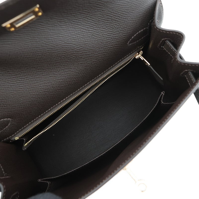 エルメス ハンドバッグ ケリー25 外縫い べブラン/シャンパンゴールド金具 エプソン G刻印 HERMES Kelly 2wayバッグ