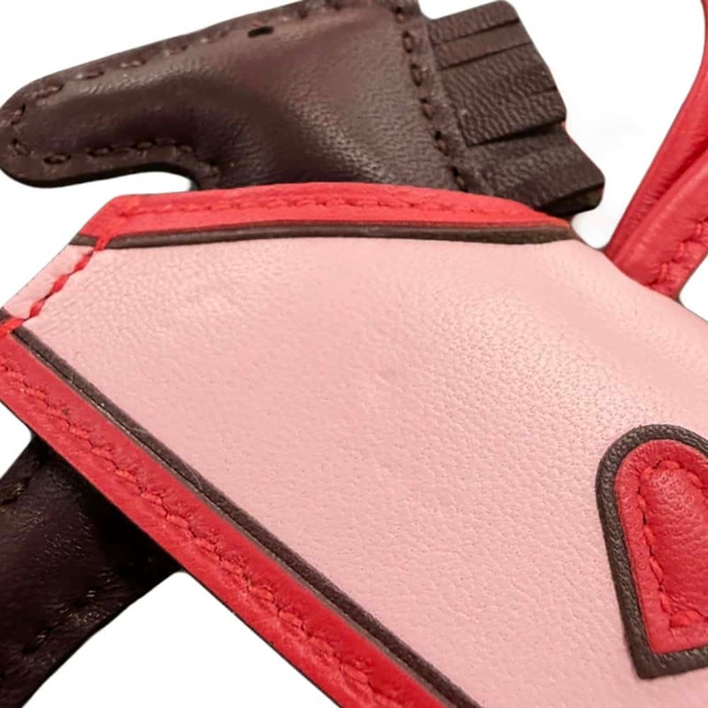 エルメス バッグチャーム ロデオPM ロベオクール テール/カプシーヌ/ローズサクラ ラムスキン G刻印 HERMES