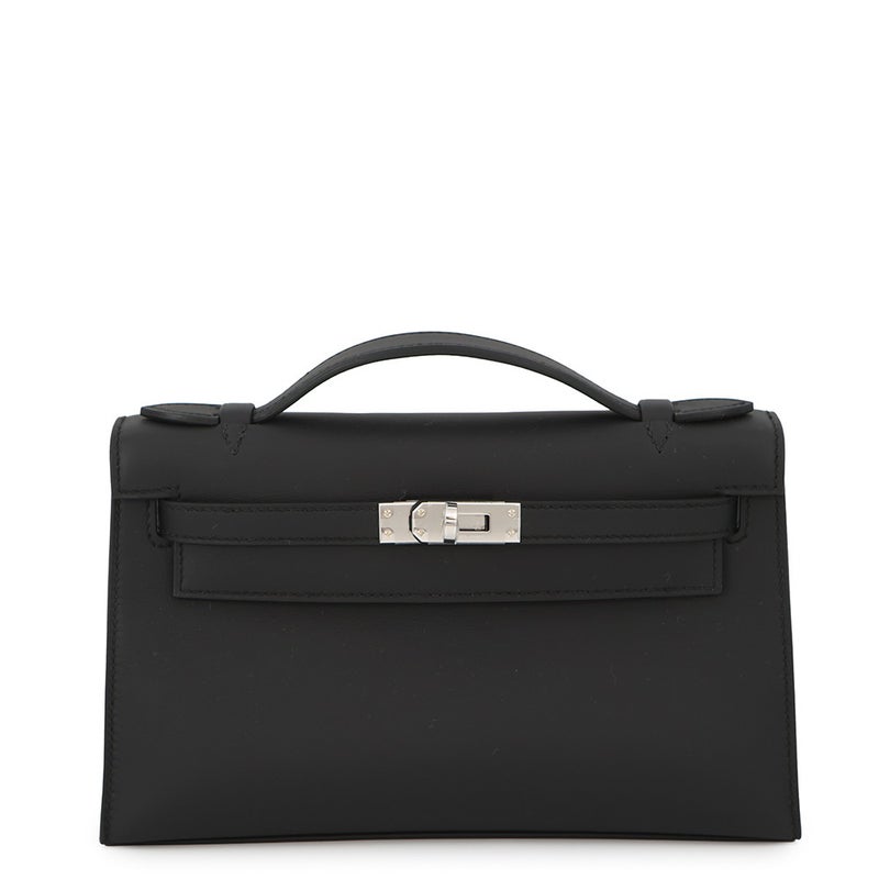 エルメス ハンドバッグ ポシェットケリー ブラック/シルバー金具 スイフト G刻印 HERMES バッグ 黒