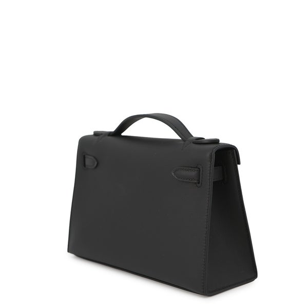 エルメス ハンドバッグ ポシェットケリー ブラック/シルバー金具 スイフト G刻印 HERMES バッグ 黒