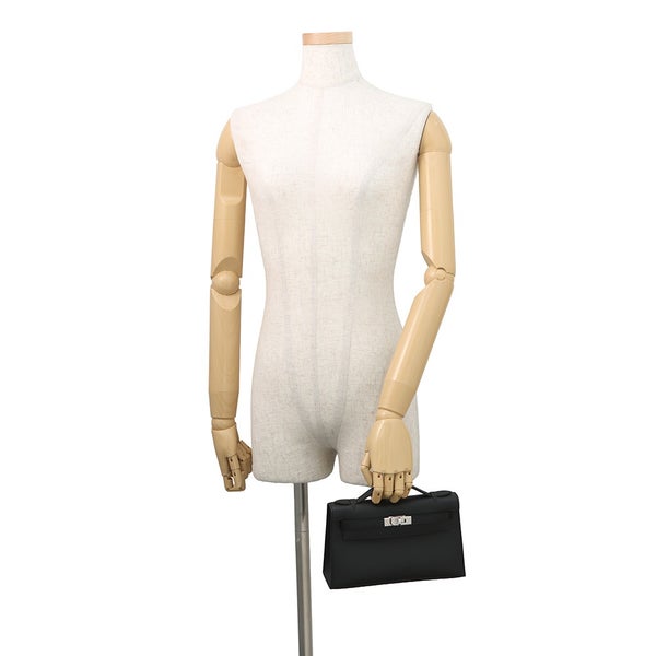 エルメス ハンドバッグ ポシェットケリー ブラック/シルバー金具 スイフト G刻印 HERMES バッグ 黒
