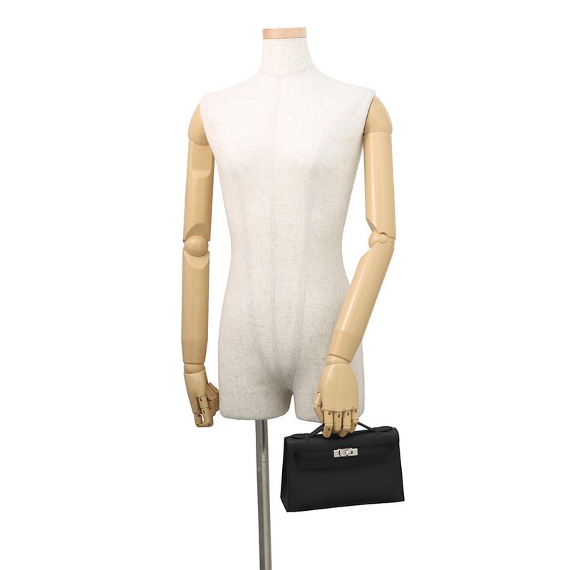 エルメス ハンドバッグ ポシェットケリー ブラック/シルバー金具 スイフト G刻印 HERMES バッグ 黒