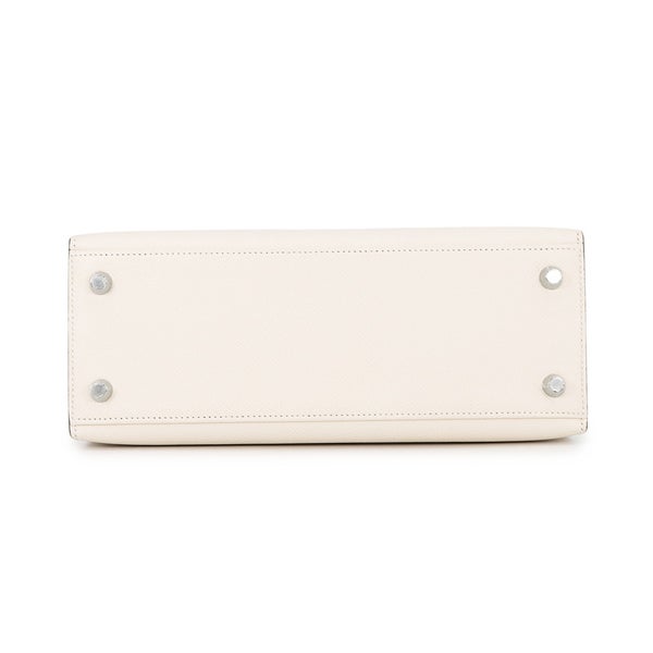 エルメス ハンドバッグ ケリー25 外縫い トリコロール ナタ/ジョーヌプッサン/セサミ/シルバー金具 エプソン U刻印２wayショルダー
