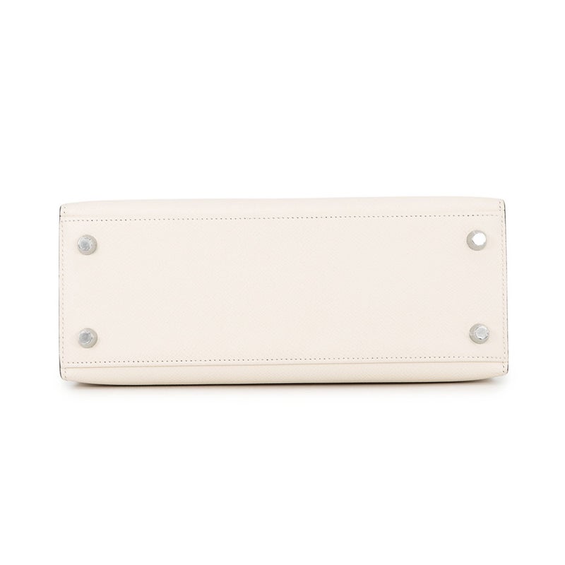 エルメス ハンドバッグ ケリー25 外縫い トリコロール ナタ/ジョーヌプッサン/セサミ/シルバー金具 エプソン U刻印２wayショルダー