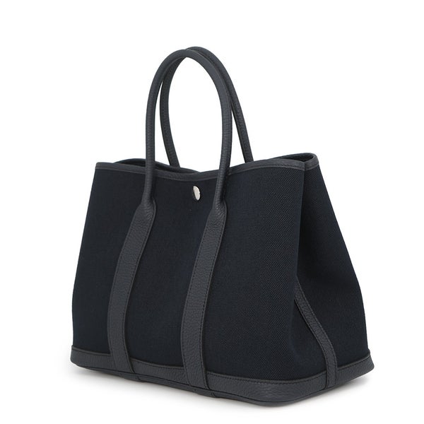 エルメス トートバッグ ガーデンパーティTPM ブルーインディゴ/シルバー金具 トワルアッシュ/ネゴンダ G刻印 HERMES