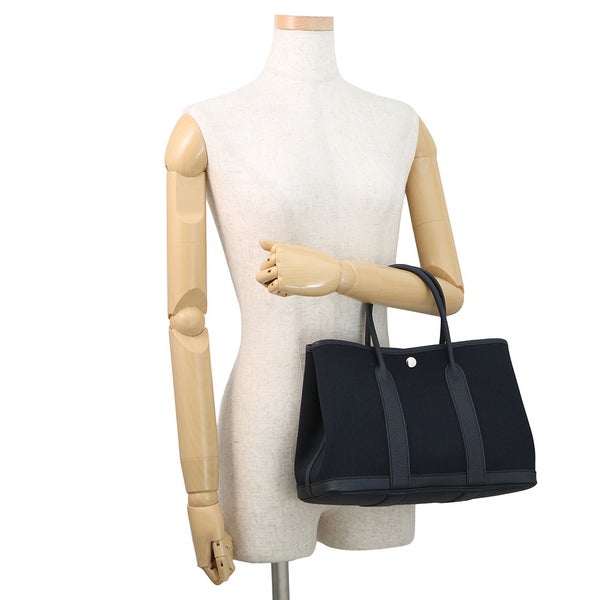 エルメス トートバッグ ガーデンパーティTPM ブルーインディゴ/シルバー金具 トワルアッシュ/ネゴンダ G刻印 HERMES