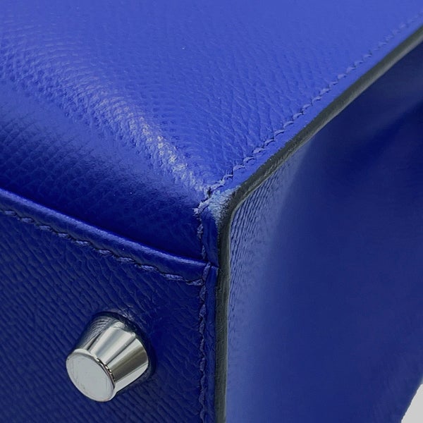 エルメス ハンドバッグ ケリー28 外縫い ブルーエレクトリック/マットシルバー金具 エプソン B刻印 2wayショルダー
