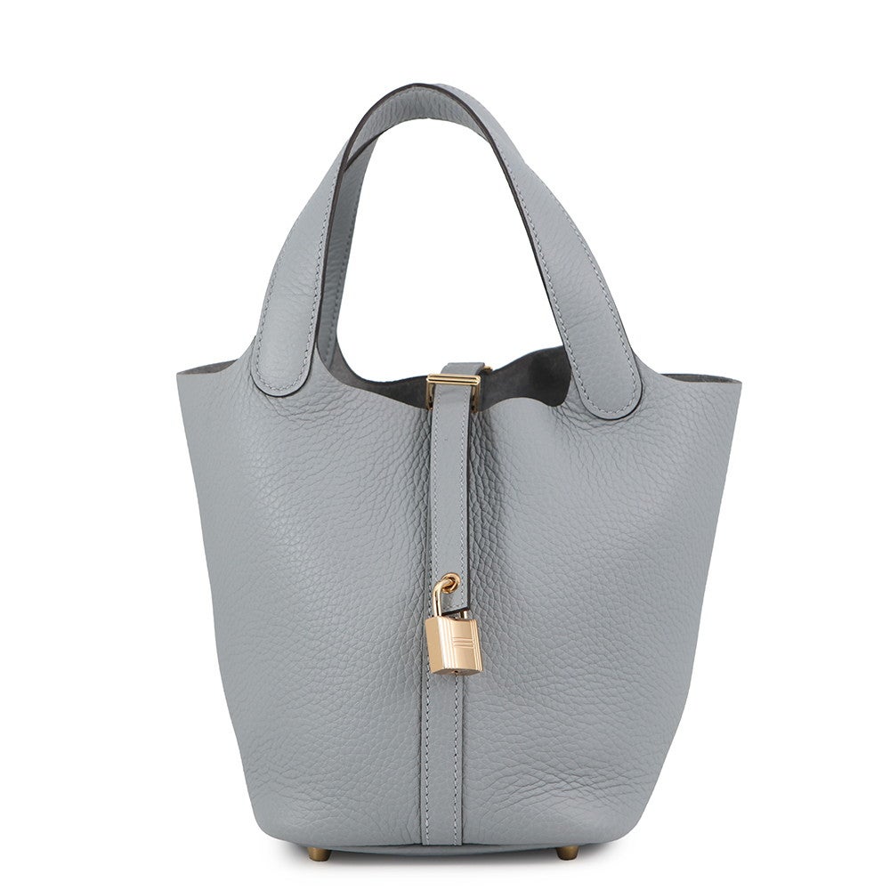 並行輸入　Hermès グレー ハンドバッグ ロック付き エルメス ハンドバッグ ピコタンロックPM グリパンタン/シャンパン