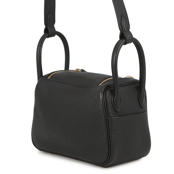エルメス ハンドバッグ リンディ ミニ ブラック/ゴールド金具 トリヨンクレマンス W刻印 HERMES バッグ 2wayショルダーバッグ 黒