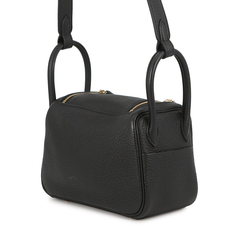 エルメス ハンドバッグ リンディ ミニ ブラック/ゴールド金具 トリヨンクレマンス W刻印 HERMES バッグ 2wayショルダーバッグ 黒
