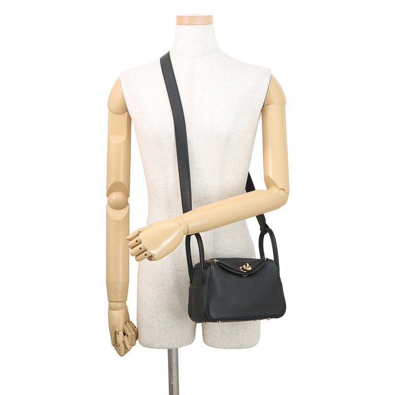エルメス ハンドバッグ リンディ ミニ ブラック/ゴールド金具 トリヨンクレマンス W刻印 HERMES バッグ 2wayショルダーバッグ 黒