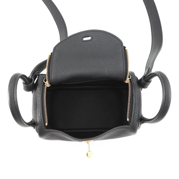 エルメス ハンドバッグ リンディ ミニ ブラック/ゴールド金具 トリヨンクレマンス W刻印 HERMES バッグ 2wayショルダーバッグ 黒