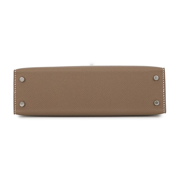 エルメス ハンドバッグ ミニケリー2 外縫い エトゥープ/シルバー金具 エプソン K刻印 HERMES Kelly 2wayバッグ
