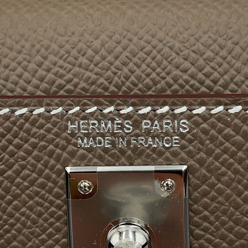 エルメス ハンドバッグ ミニケリー2 外縫い エトゥープ/シルバー金具 エプソン K刻印 HERMES Kelly 2wayバッグ
