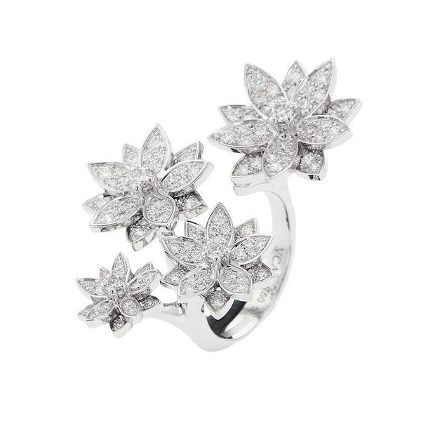 ヴァンクリーフ&アーペル リング ロータス アントレ レ ドア リング 4フラワー ダイヤモンド 114P 1.18ct K18WG VCARP7TF00 指輪