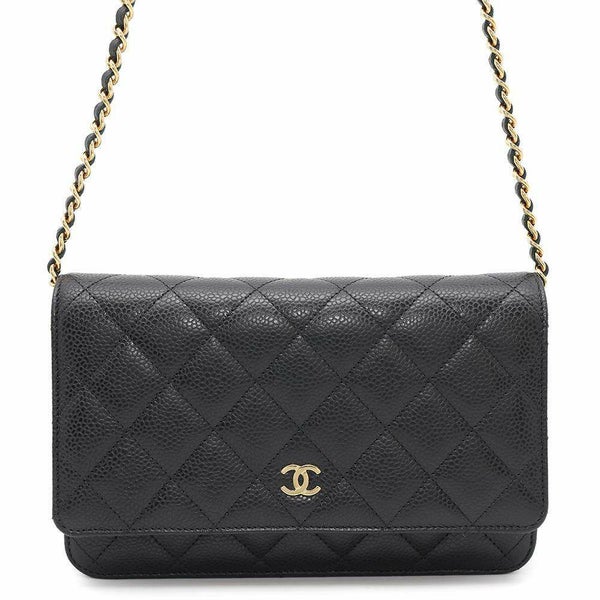シャネル チェーンウォレット クラシック マトラッセ ココマーク キャビアスキン AP0250 CHANEL 財布 黒