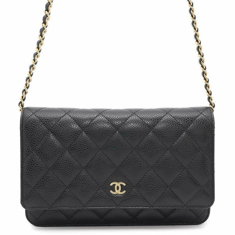 シャネル チェーンウォレット クラシック マトラッセ ココマーク キャビアスキン AP0250 CHANEL 財布 黒