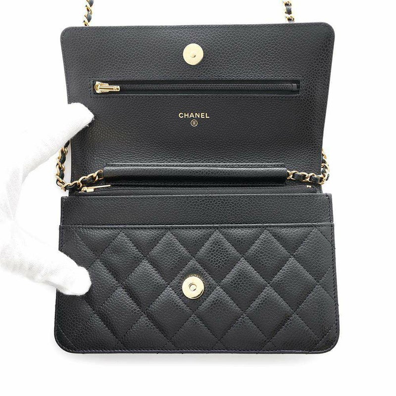 シャネル チェーンウォレット クラシック マトラッセ ココマーク キャビアスキン AP0250 CHANEL 財布 黒