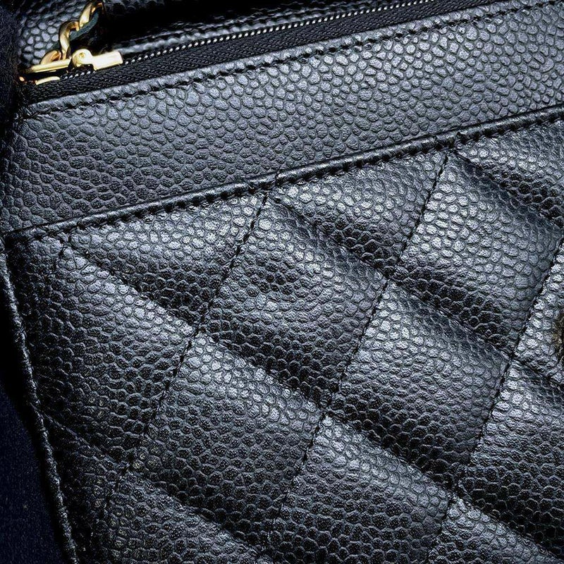 シャネル チェーンウォレット クラシック マトラッセ ココマーク キャビアスキン AP0250 CHANEL 財布 黒
