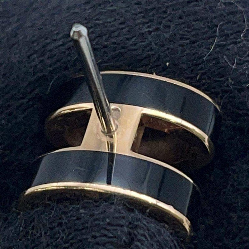 エルメス ピアス ポップアッシュ ブラック/ピンクゴールド金具 Hモチーフ HERMES Pop H ポップH  黒