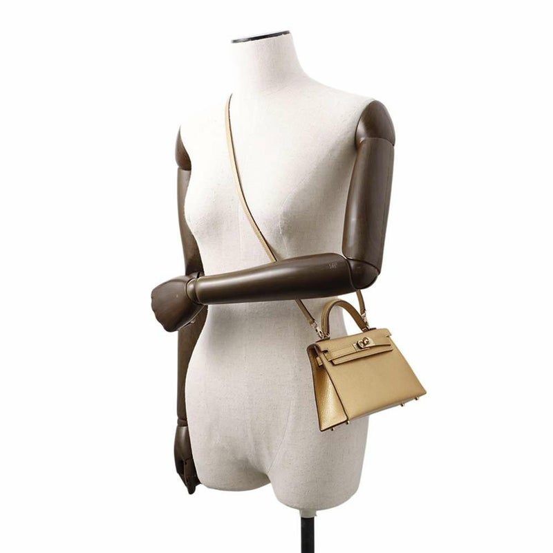 エルメス ハンドバッグ ミニケリードゥ 外縫い ドレ/シャンパンゴールド金具 シェブルシャムキラ W刻印 2wayショルダー