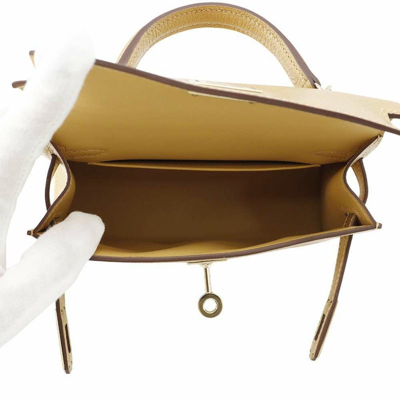 エルメス ハンドバッグ ミニケリードゥ 外縫い ドレ/シャンパンゴールド金具 シェブルシャムキラ W刻印 2wayショルダー