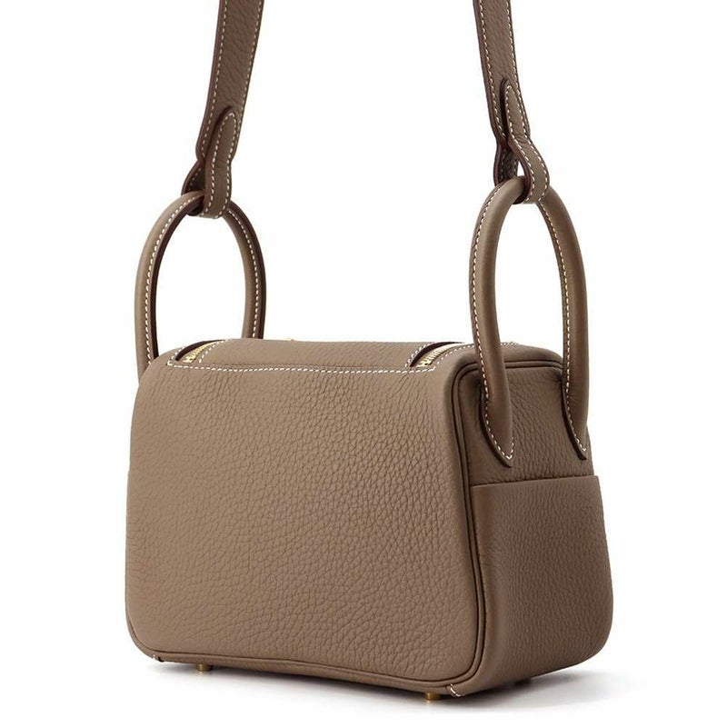 エルメス リンディ ミニ エトゥープ/ゴールド金具 トリヨンクレマンス W刻印 HERMES 2wayショルダー