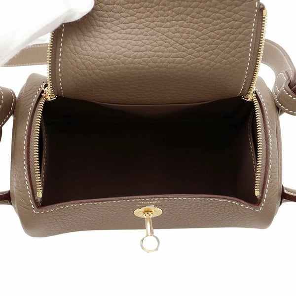エルメス リンディ ミニ エトゥープ/ゴールド金具 トリヨンクレマンス W刻印 HERMES 2wayショルダー