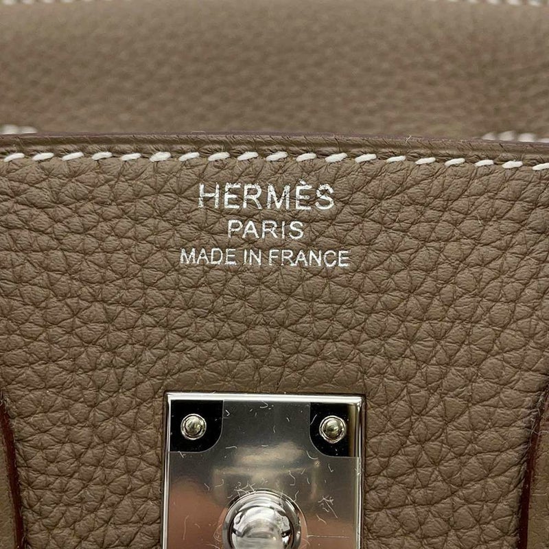 エルメス バーキン25 エトゥープ/シルバー金具 トゴ W刻印 HERMES Birkin ハンドバッグ