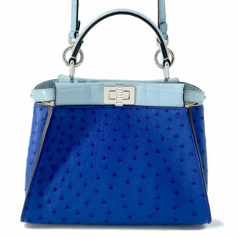 フェンディ ハンドバッグ ミニ ピーカブー オーストリッチ クロコダイル 8BN244 FENDI 2wayショルダーバッグ