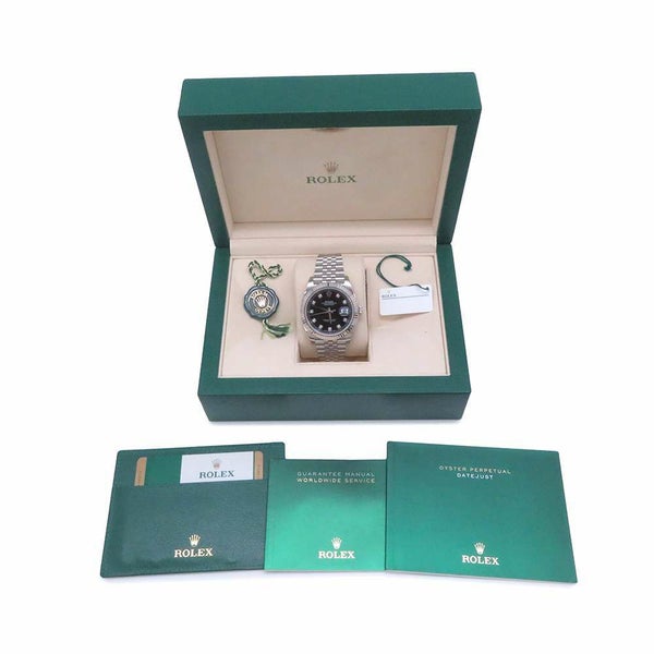 ロレックス デイトジャスト41 SS/K18 10Pダイヤ ランダムシリアル ルーレット 126334G ROLEX 腕時計 黒文字盤