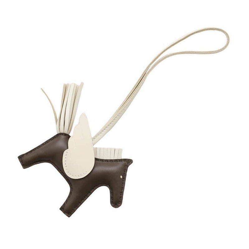 エルメス バッグチャーム ロデオPM ペガサス ショコラ/クレ ラムスキン W刻印 HERMES チャーム