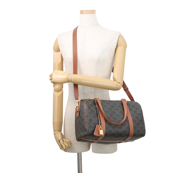 セリーヌ ボストンバッグ トリオンフ PVC カーフレザー 190372 CELINE 2way ブラウン