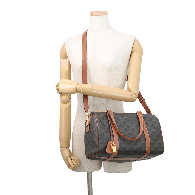 セリーヌ ボストンバッグ トリオンフ PVC カーフレザー 190372 CELINE 2way ブラウン
