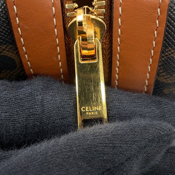 セリーヌ ボストンバッグ トリオンフ PVC カーフレザー 190372 CELINE 2way ブラウン