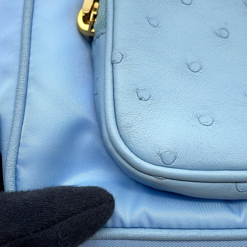 プラダ ショルダーバッグ トライアングルロゴ Re-Nylon ナイロン/オーストリッチ 1BD313 PRADA 3wayハンドバッグ