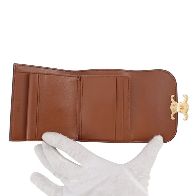 セリーヌ 三つ折り財布トリオンフ フラップウォレット スモール  キャンバス レザー 10D783 CELINE 財布