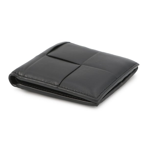 ボッテガヴェネタ 二つ折り財布 マキシイントレチャート  レザー BOTTEGA VENETA 財布 黒