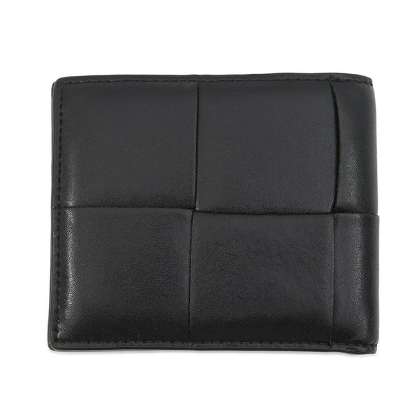 ボッテガヴェネタ 二つ折り財布 マキシイントレチャート  レザー BOTTEGA VENETA 財布 黒