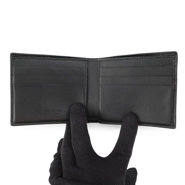ボッテガヴェネタ 二つ折り財布 マキシイントレチャート  レザー BOTTEGA VENETA 財布 黒