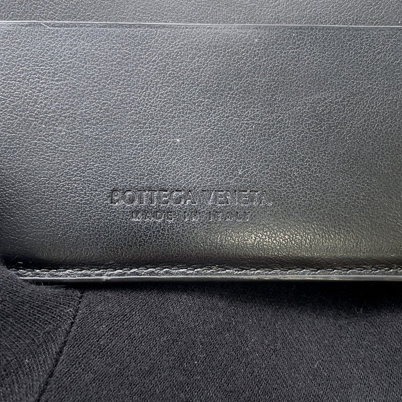ボッテガヴェネタ 二つ折り財布 マキシイントレチャート  レザー BOTTEGA VENETA 財布 黒